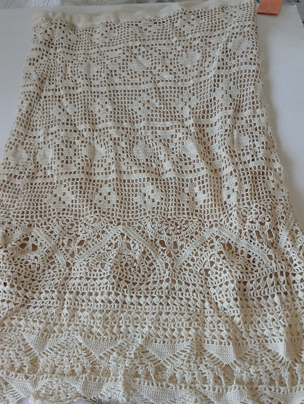 Cynthia Steffe Cream Crochet Lace Maxi Skirt